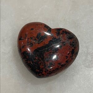 Heart-Shaped Red and Black Obsidian Stone
